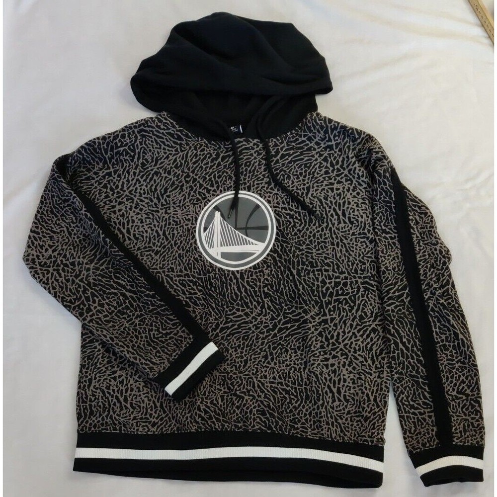 Golden State Warriors NBA Womens Large Cement Pullover Grey Black Hoodie Sweater